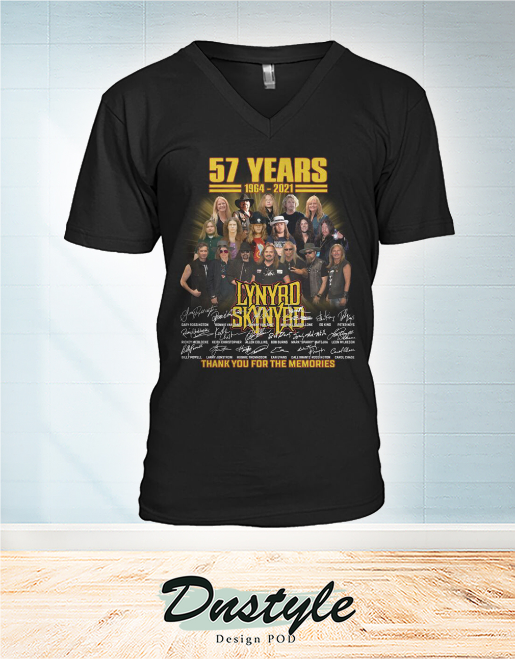 Lynyrd Skynyrd 57 years signature thank you for the memories v-neck