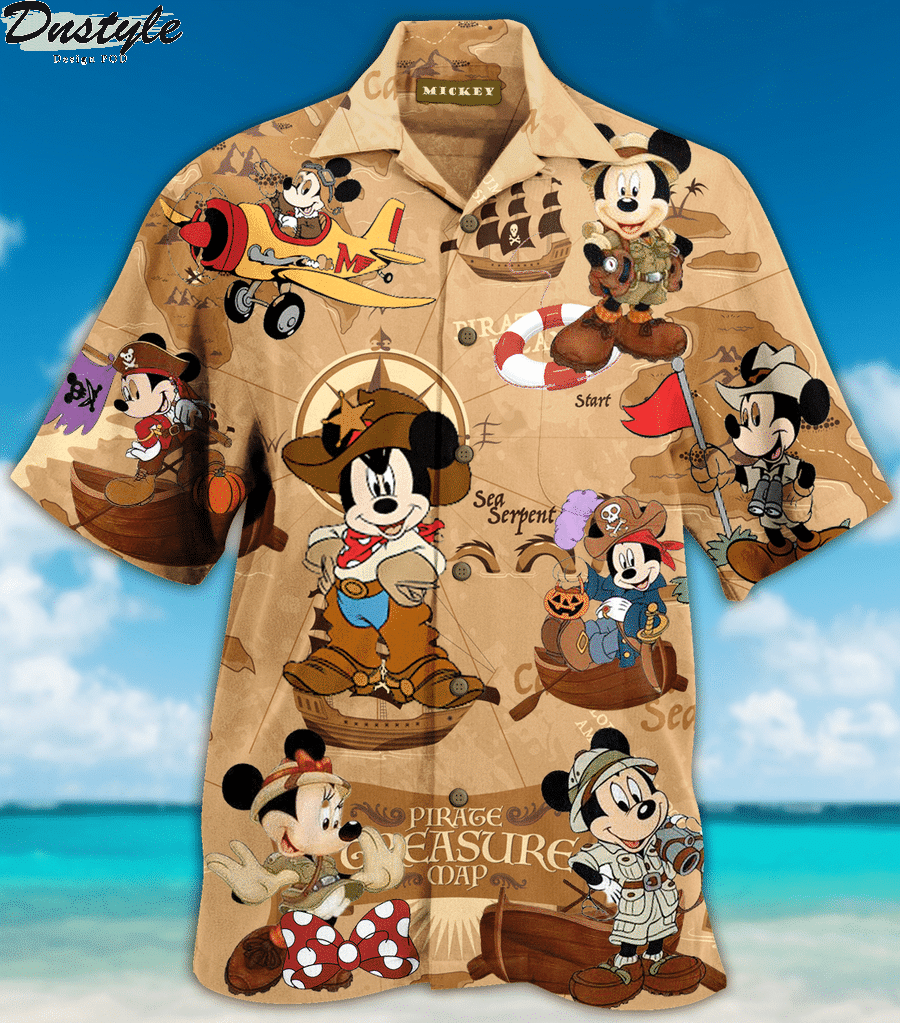 Mickey mouse pirate treasure map hawaiian shirt