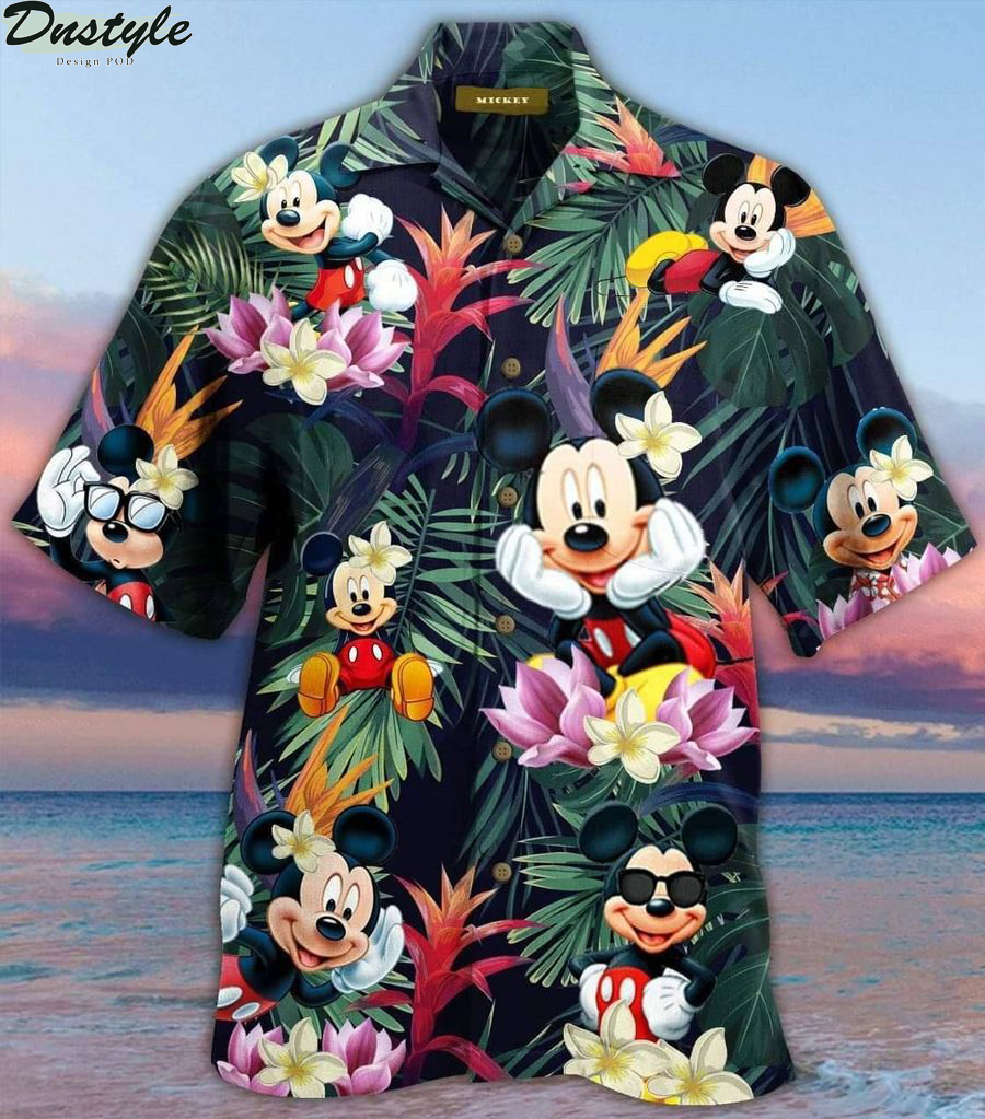 Mickey mouse summer button up hawaiian shirt 1