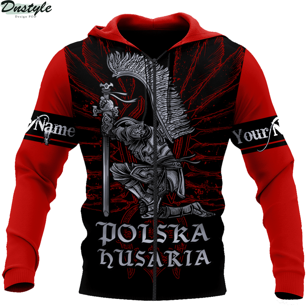 Personalized custom name polska husaria 3d all over printed zip hoodie