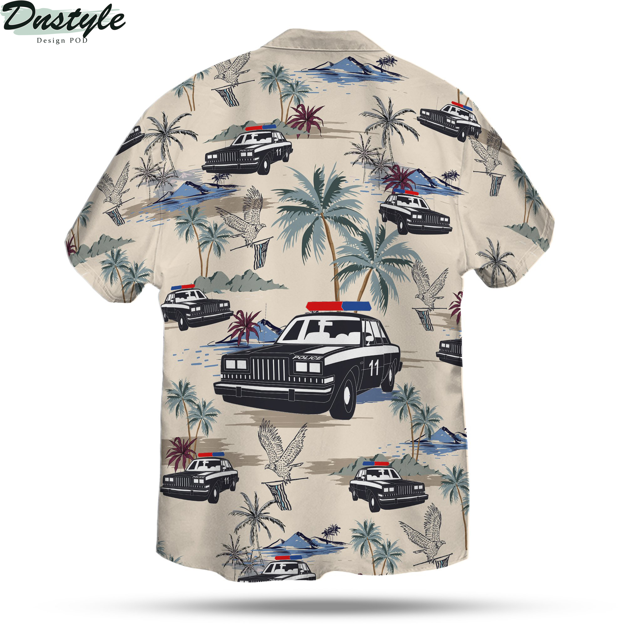 Police cars seamless pattern hawaiian shirt 2
