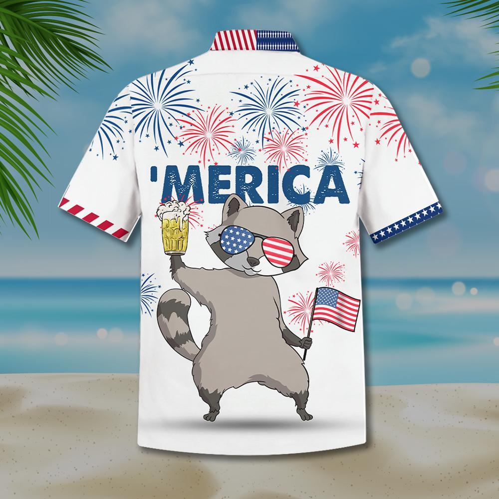 Raccoon beer 'merica hawaiian shirt 1