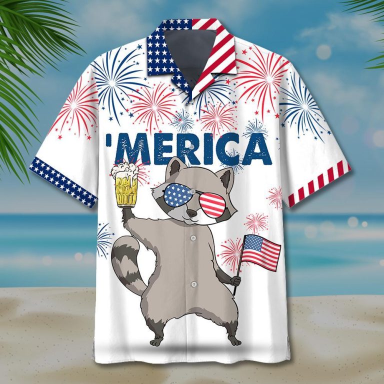 Raccoon beer 'merica hawaiian shirt