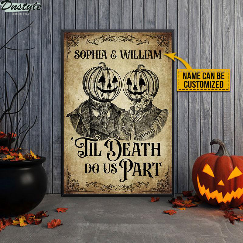 Skeleton Skull Pumpkin Couple til death do us part poster 1