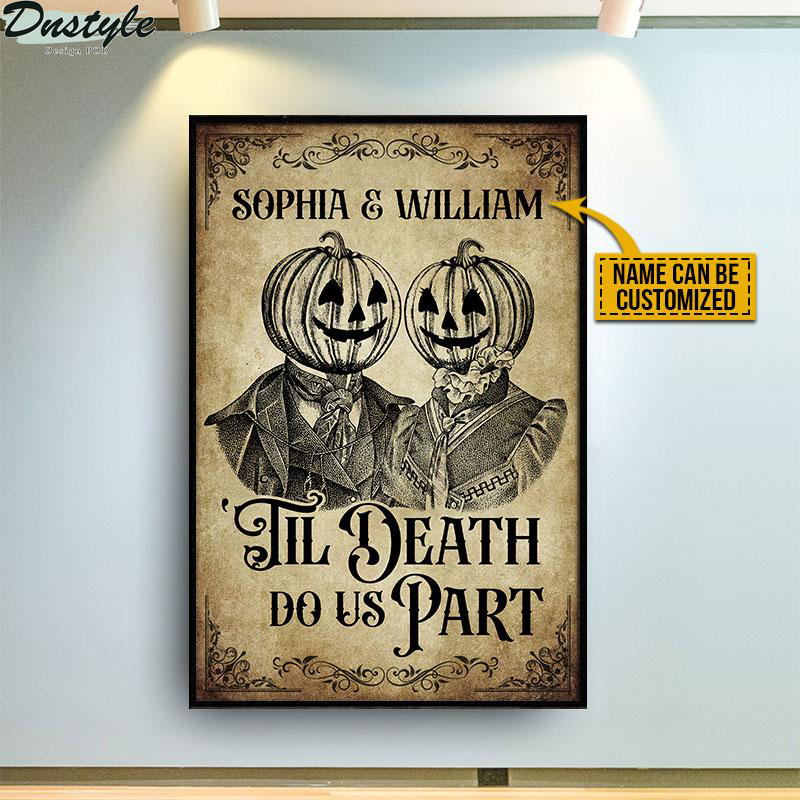 Skeleton Skull Pumpkin Couple til death do us part poster 2