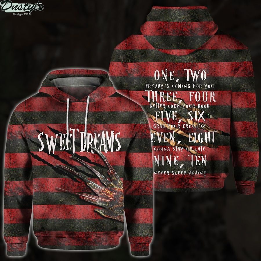 Sweet dreams freddy krueger 3d all over printed hoodie