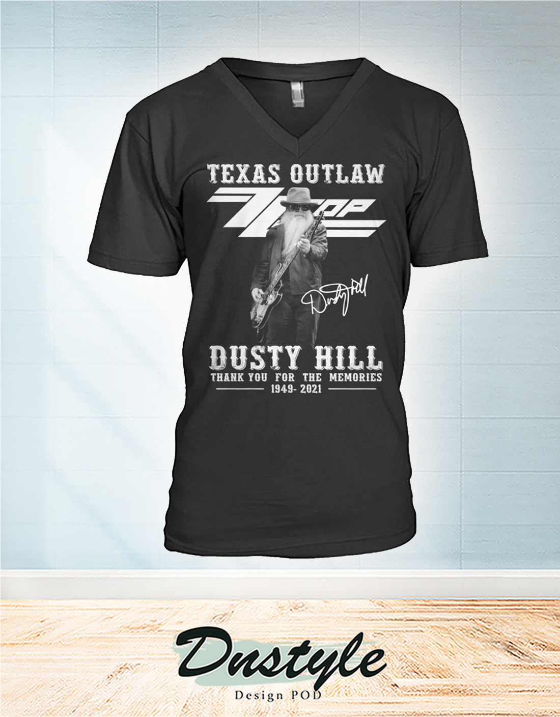 Texas outlaw ZZ Top dusty hill thank you for the memories v-neck