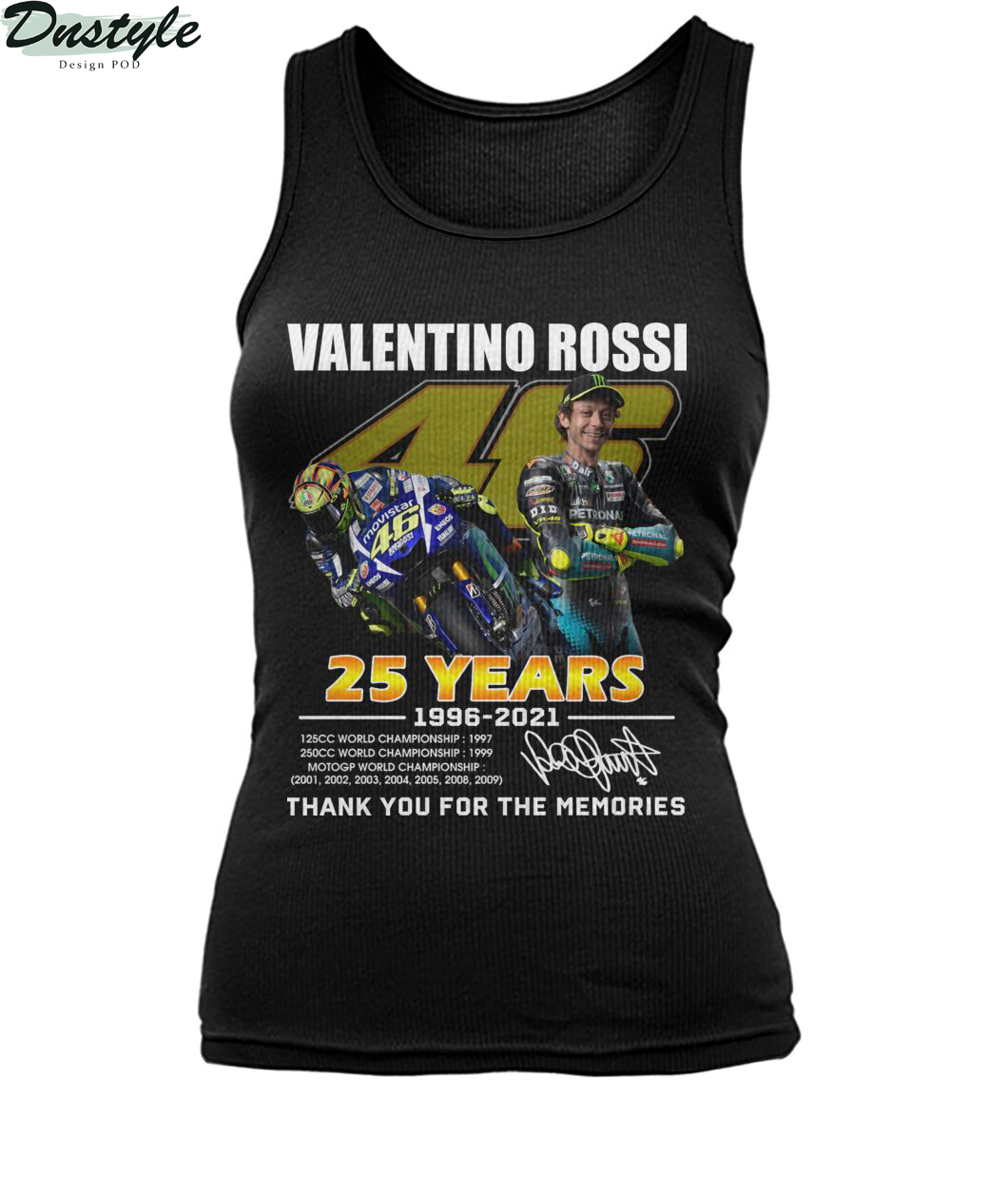 Valentino rossi 25 years thank you for the memories tank top