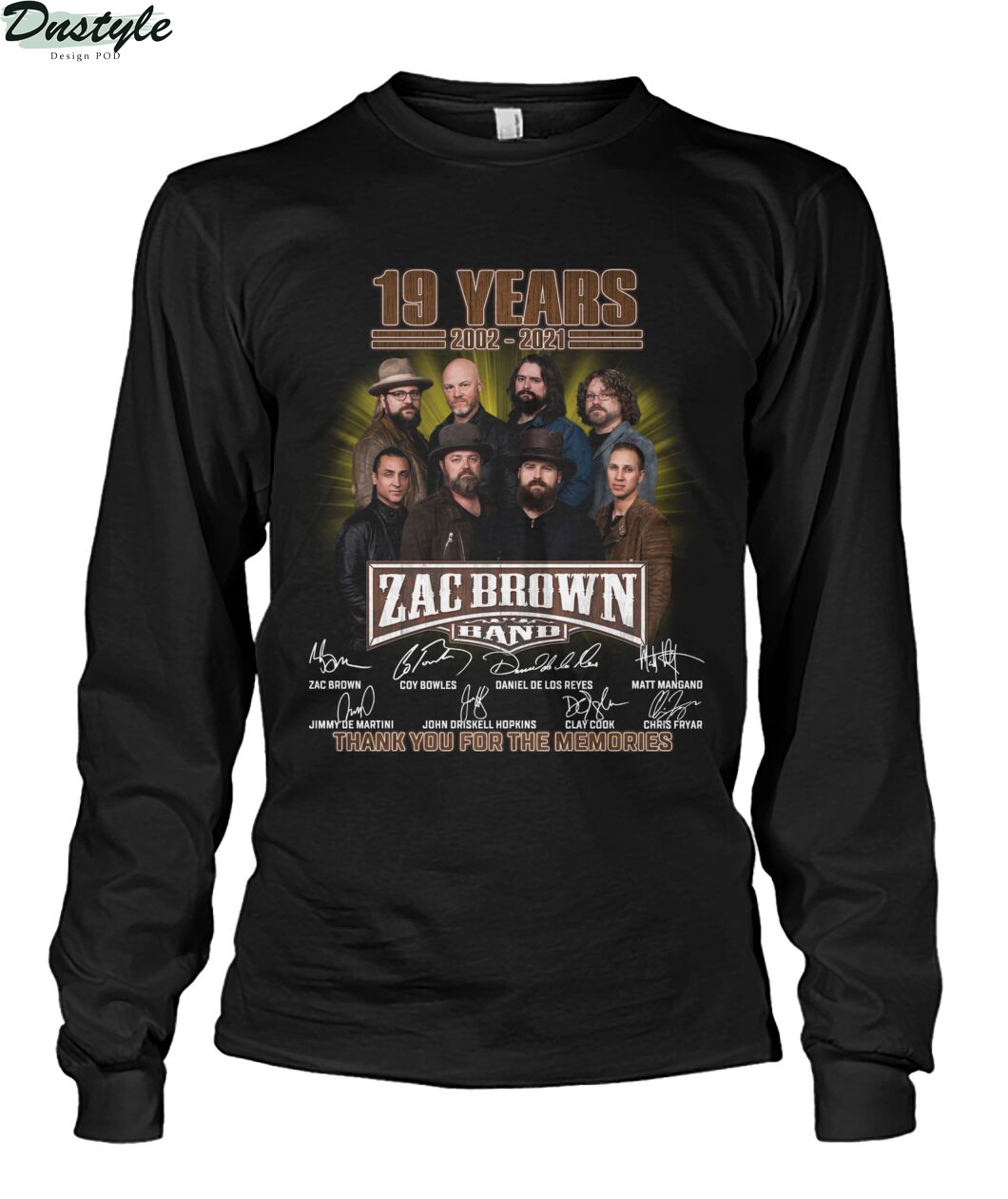 Zac Brown band 19 years 2002 2021 signature thank you for the memories long sleeve