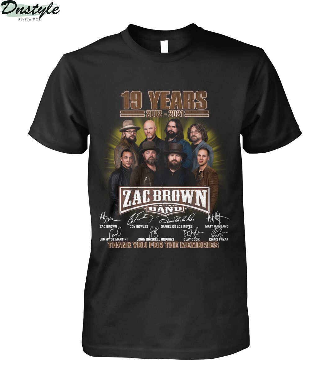 Zac Brown band 19 years 2002 2021 signature thank you for the memories shirt