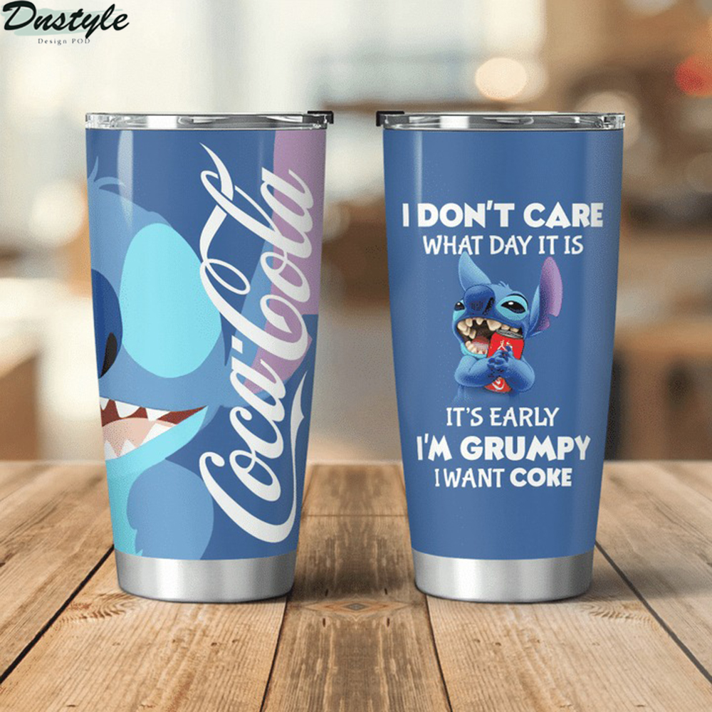 Stitch I don't care what day it is Coca cola tumbler
